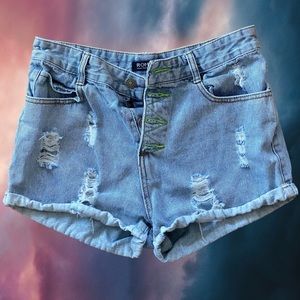 High waist button-up jean shorts